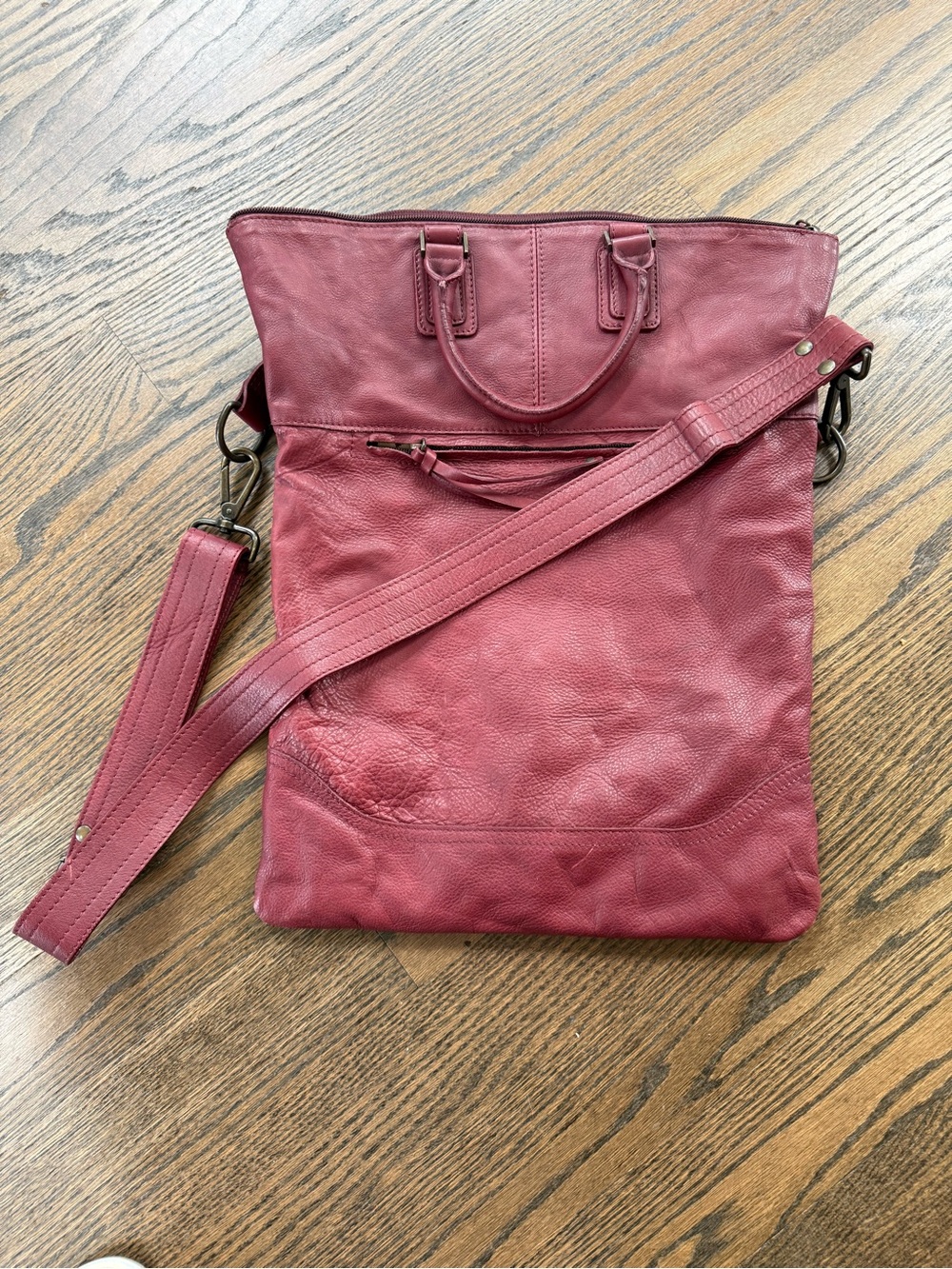FOLDING ITALIAN MAURIZIO
TAIUTI CROSSBODY SHOULDER HOBO TOTE PEBBLE LEATHER ZIP